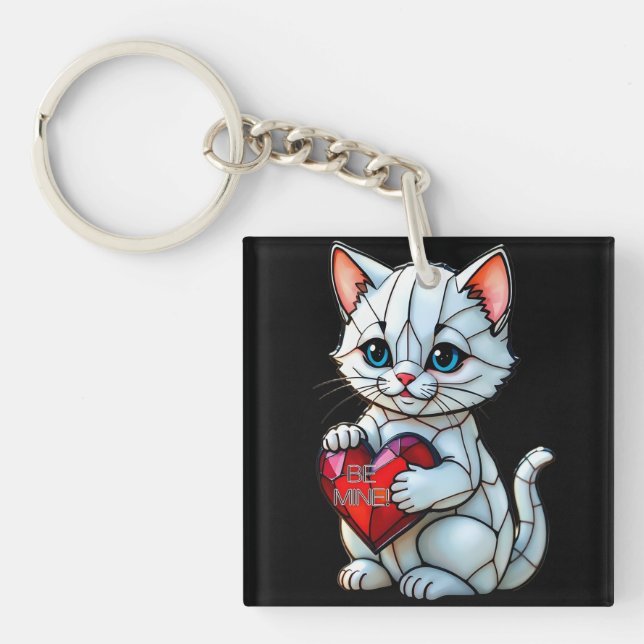 Valentine Kitty  Key Ring (Front)