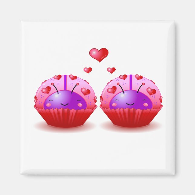 Valentine Ladybug Cupcakes Magnet (Front)