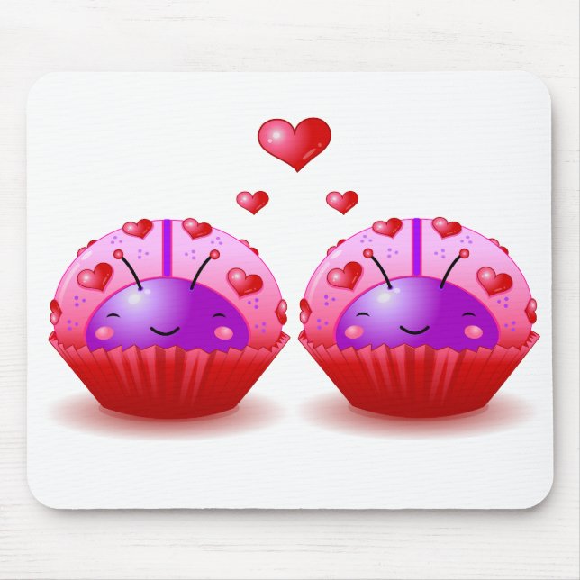 Valentine Ladybug Cupcakes Mousepad (Front)