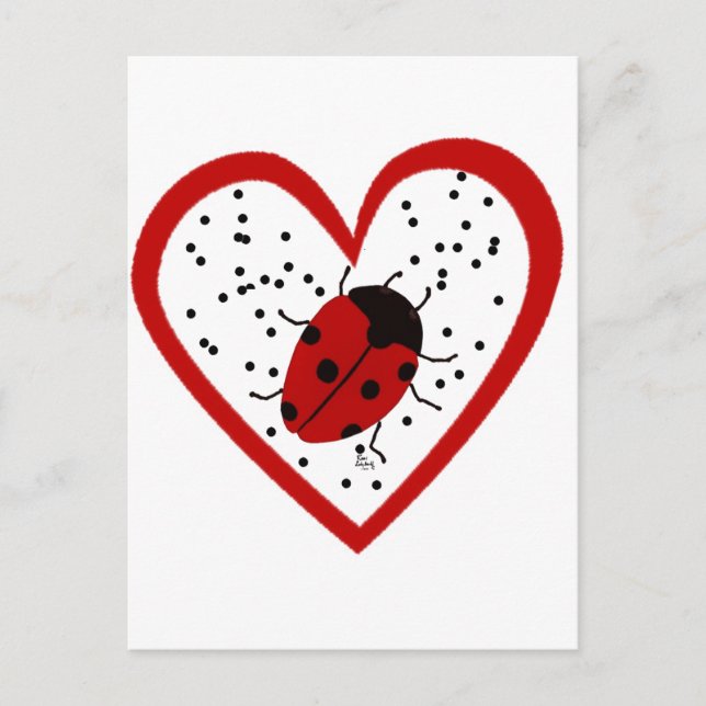 Valentine Ladybug Holiday Postcard (Front)