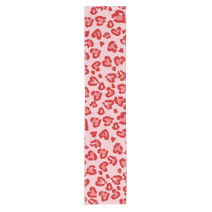 Valentine Leopard Pattern in Red on Blush  Short Table Runner