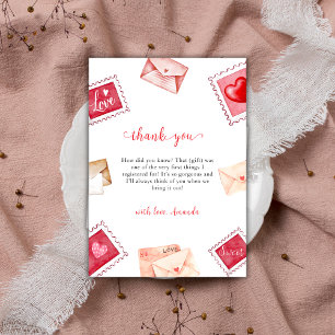 Valentine Letter Stamp Sweetheart Baby Shower  Thank You Card