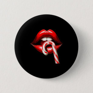 Valentine Lips Kisses Valentines Funny Candy Cane 6 Cm Round Badge
