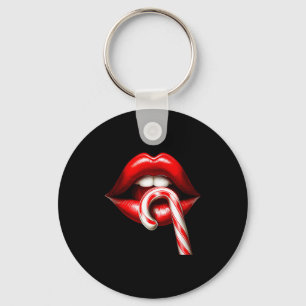 Valentine Lips Kisses Valentines Funny Candy Cane  Key Ring