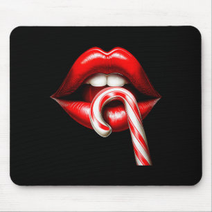 Valentine Lips Kisses Valentines Funny Candy Cane Mouse Mat