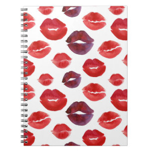 Valentine Lipstick, Watercolor Seamless Print. Notebook