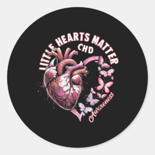 Valentine Little Heart Chd Awareness Heart Classic Round Sticker