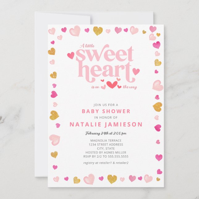 Valentine Little Sweetheart Baby Shower Invitation (Front)