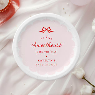 Valentine Little Sweetheart Baby Shower Paper Plate