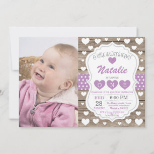 Valentine Little Sweetheart First 1st Birthday Invitation