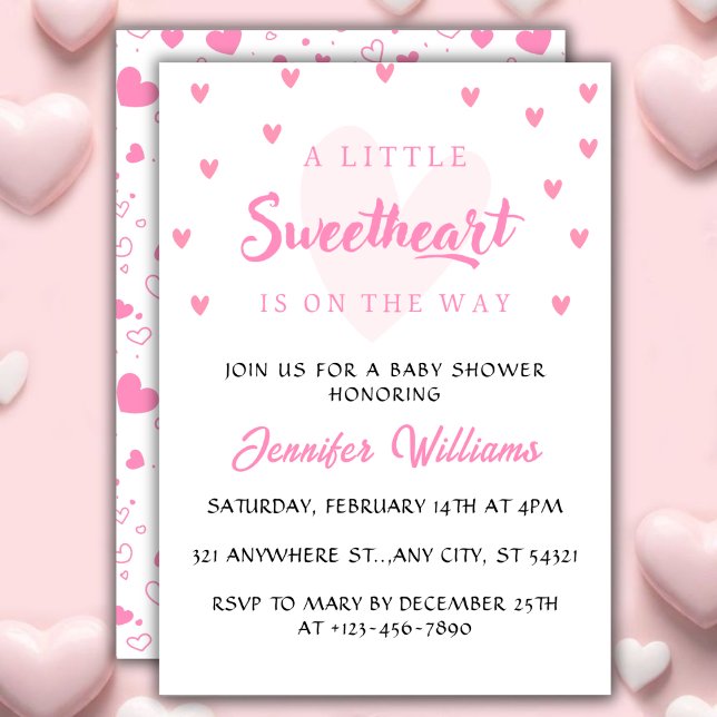 Valentine Little Sweetheart Girl Baby Shower Invitation (Creator Uploaded)