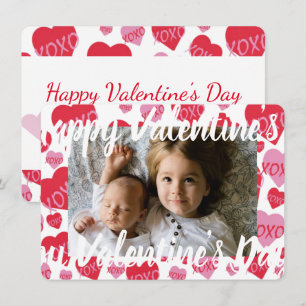 Valentine Little Sweethearts Pink Red XOXO Hearts  Card