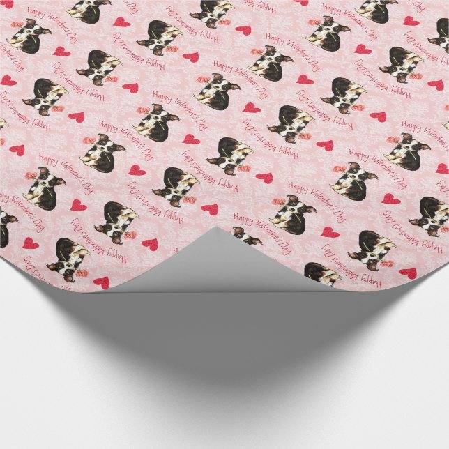 Valentine Long Coat Chihuahua Wrapping Paper (Corner)