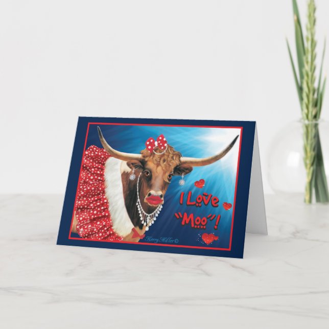 Valentine Longhorn Cow Card (Front)