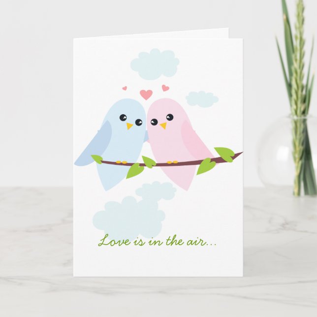 Valentine Love Birds Holiday Card (Front)