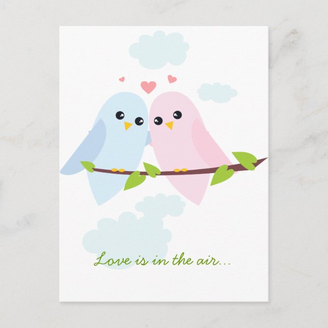 Valentine Love Birds Postcard (Front)