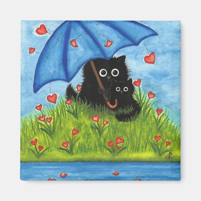 Valentine Love Black Cat by Bihrle Magnet (Front)