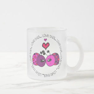 Valentine Love Bug Frosted Glass Coffee Mug
