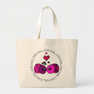 Valentine Love Bug Large Tote Bag