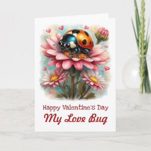  Valentine Love Bug on Blossoms Rose Card