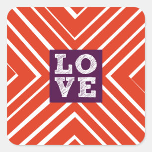 Valentine LOVE Bullseye Square Sticker