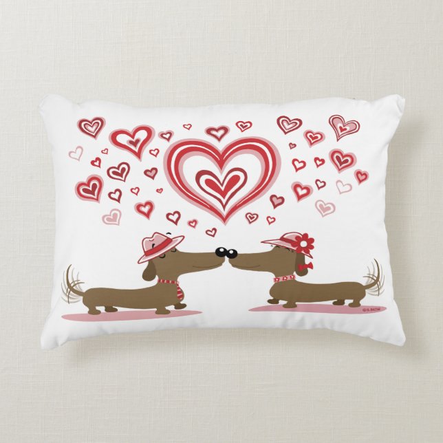 Valentine Love Dachshunds Pillow (Front)