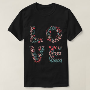 Valentine Love Elegant Floral Rose Pink Typography T-Shirt