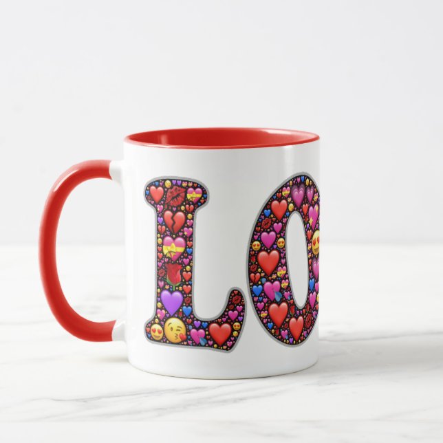 Valentine Love Emoji's Red Mug (Left)