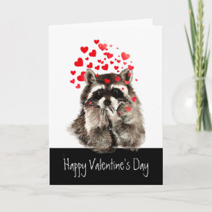 Valentine Love Fun Racoon Kisses Stole my Heart Holiday Card