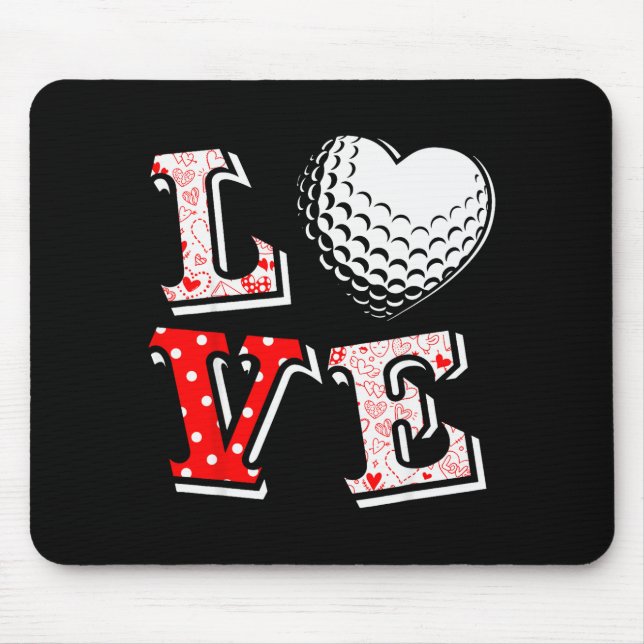 Valentine Love Golf Heart Valentine Day Women Men  Mouse Mat (Front)