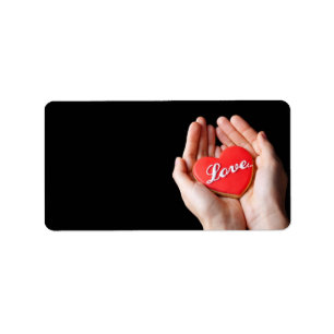 Valentine Love Heart Cookie In Woman Hands Label