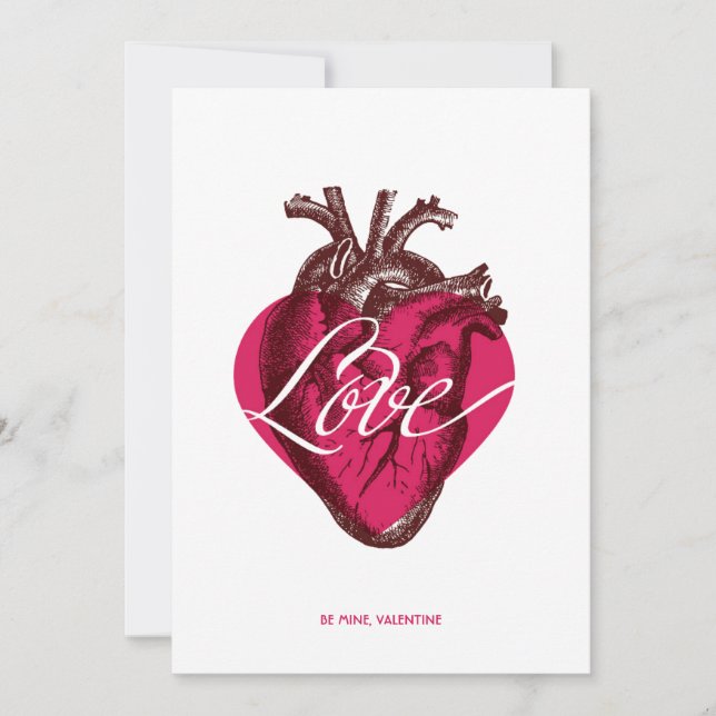 Valentine LOVE Heart Flat Card. Card (Front)