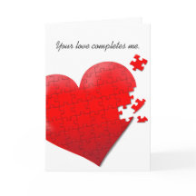 Valentine love heart jigsaw puzzle card