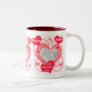Valentine Love Hearts Custom Photo & Text Mug