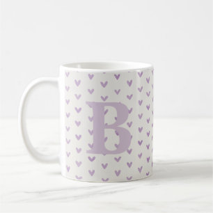 Valentine Love Hearts Purple Monogram Coffee Mug