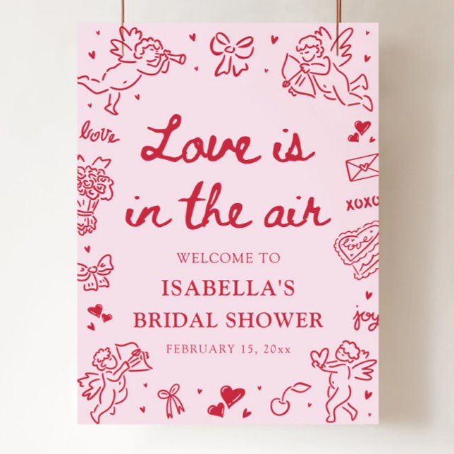 Valentine Love is in the Air Bridal Shower Welcome Poster (Valentine Love is in the Air Bridal Shower Welcome Poster)