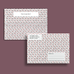 Valentine Love Lettering Pink Black Heart Envelope