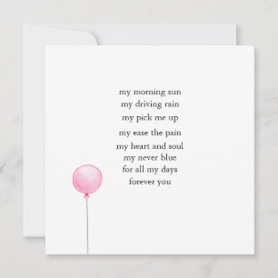 valentine Love poem Anniversary card simple