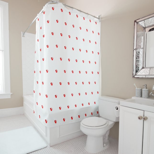Valentine love romance clean simple hearts  shower curtain (In Situ)