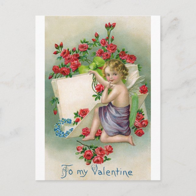 Valentine Love Romantic Vintage Postcard (Front)