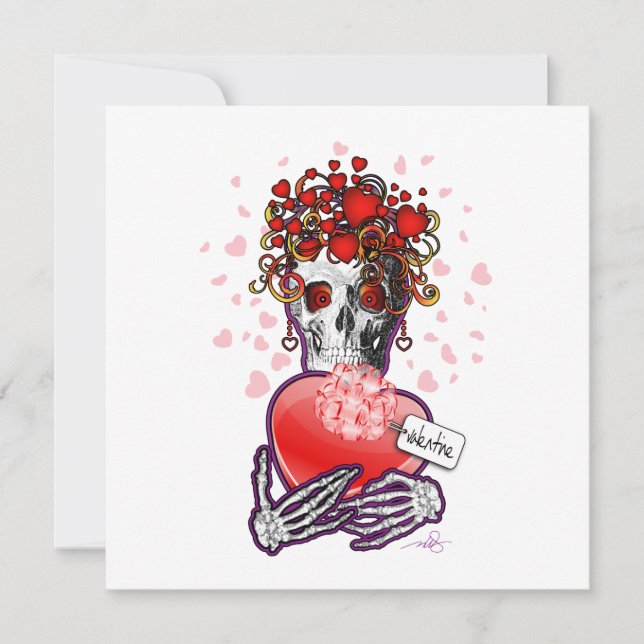 Valentine Love Skull Holiday Card (Front)