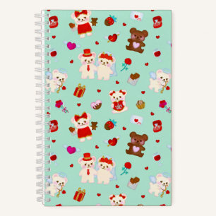 Valentine Love Teddy Bear Mint Notebook