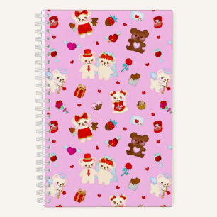 Valentine Love Teddy Bear Pink Notebook