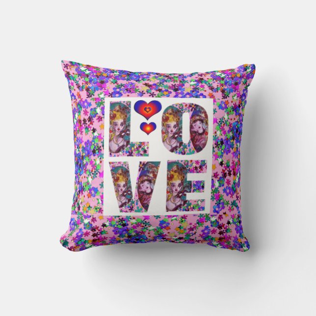VALENTINE LOVE VENETIAN MASQUERADE CONFETTI CUSHION (Front)