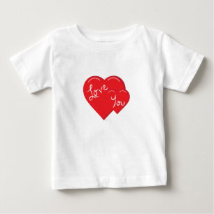 -Valentine-Love you 2- Red Hearts Baby T-Shirt