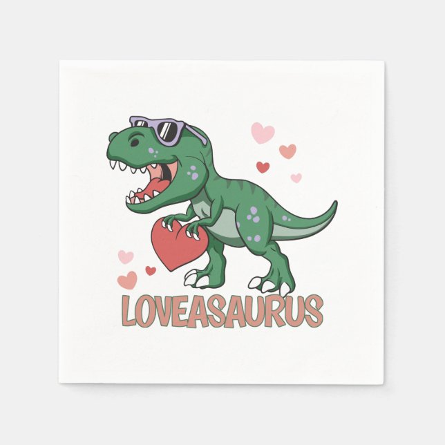 Valentine Loveasaurus Napkin (Front)