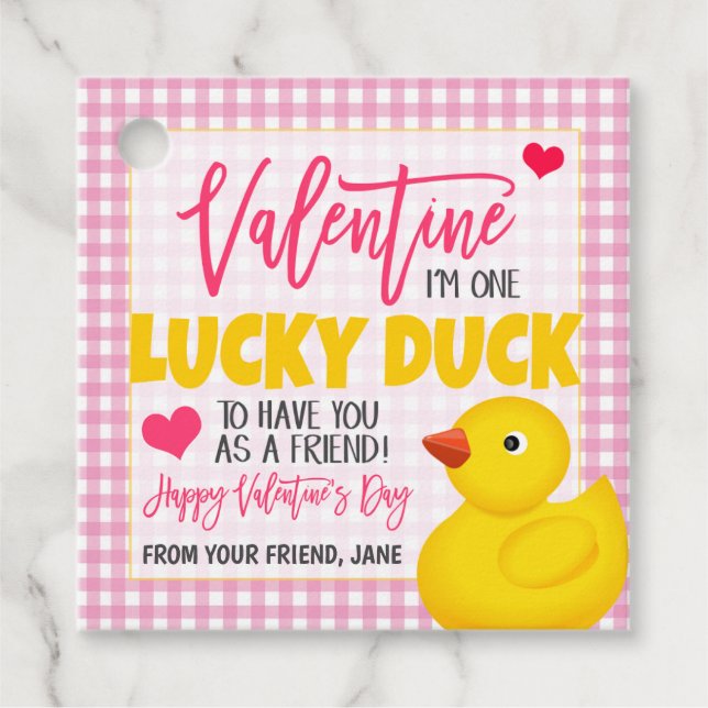 Valentine Lucky Duck Gift Tag (Front)