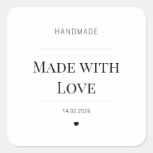 Valentine Made with Love Square Stickers | Minimal