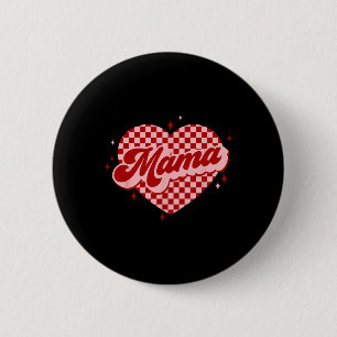 Valentine Mama Checkered Heart Valentines Day Wome 6 Cm Round Badge