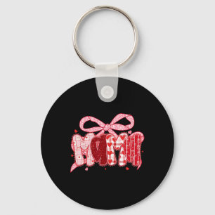 Valentine Mama Coquette Pink Bow Floral Mom Women Key Ring